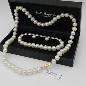 Macy's Cultured Freshwater Pearl Set, Necklace, Earrings & Bracelet in 14K Gold
